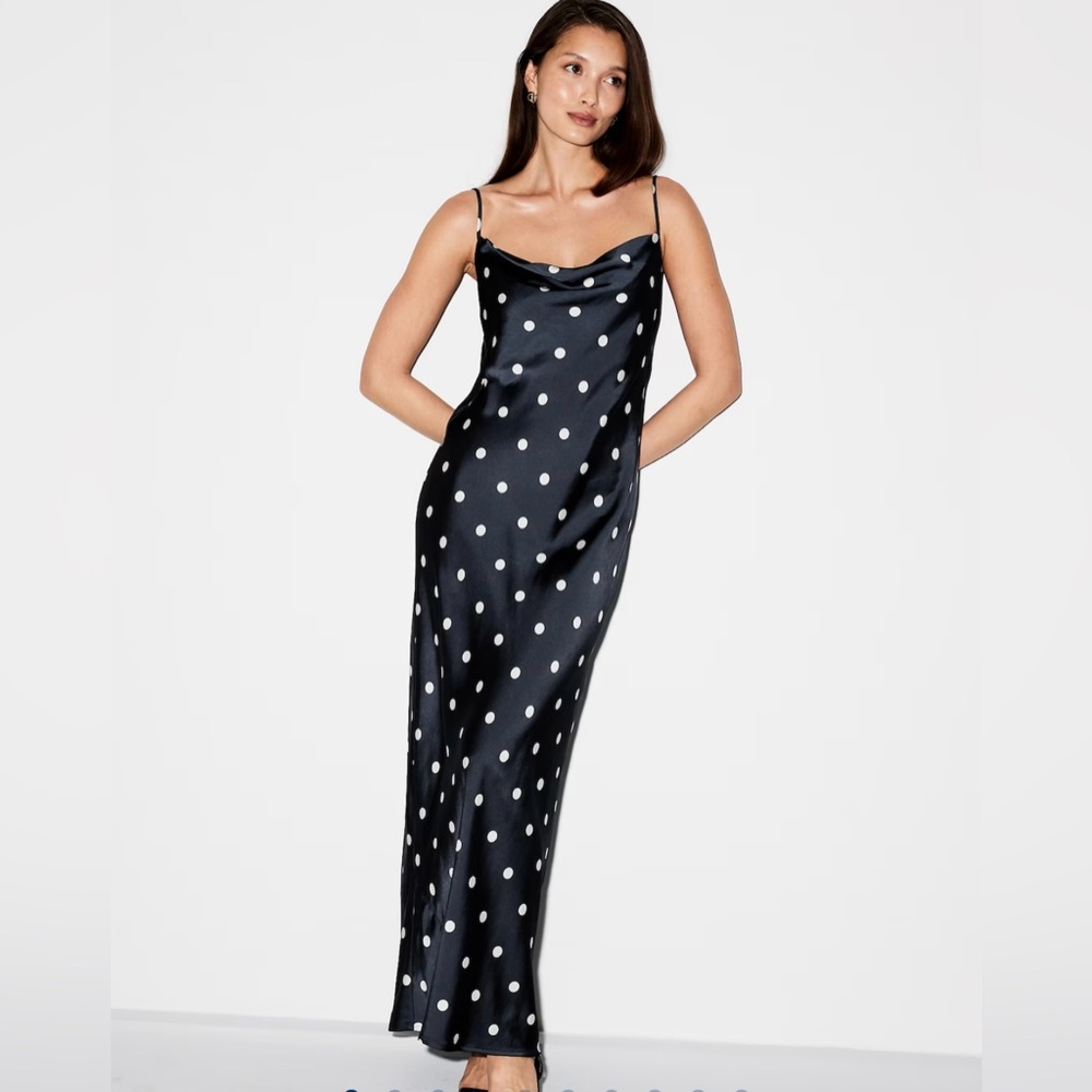 Blue and White Polka Dot Slip Dress